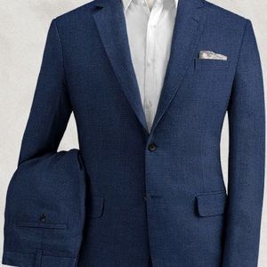 Studi Suits Safari Royal Blue Cotton Linen Suit